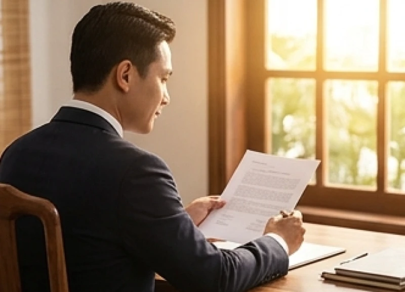Tử vi tuổi Ất Sửu 1985 năm 2027: nam nữ mạng và bài bản hành lễ 4 Nam giới mặc vest chỉnh tề ngồi đàm phán hợp đồng dưới ánh nắng rực rỡ