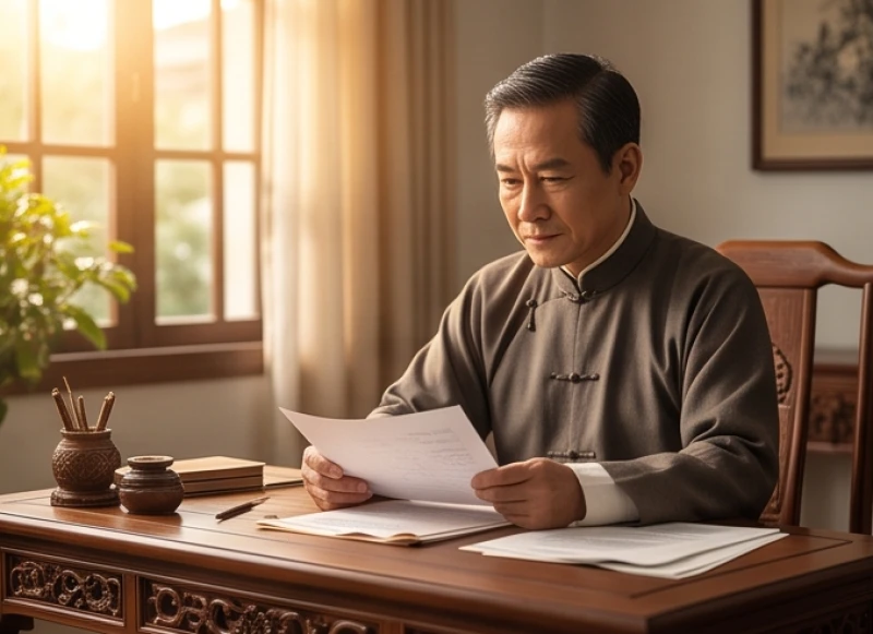 Tử vi tuổi Mậu Thân 1968 năm 2026: Cẩm nang giải hạn và xông đất 3 Nam doanh nhân trung niên đang xem xét hồ sơ công việc dưới ánh nắng ban mai ấm áp