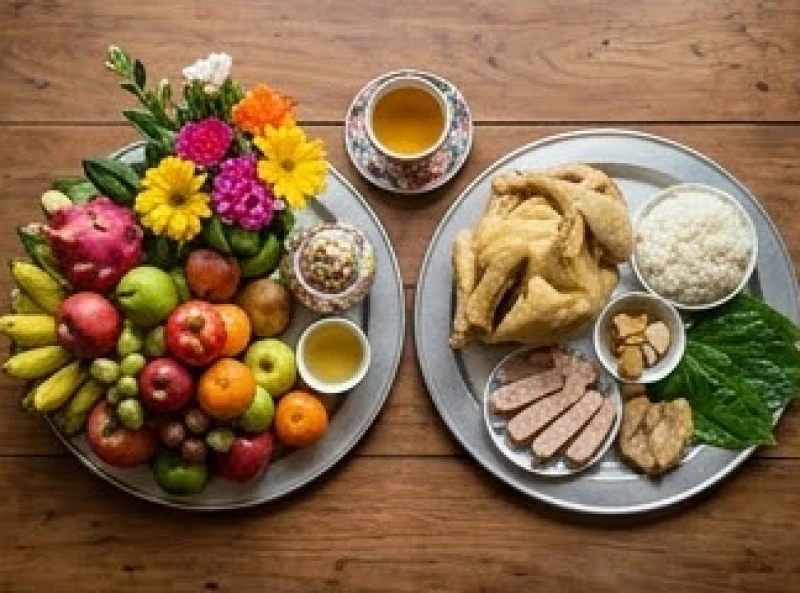 Văn khấn lễ hội Đền Quán Thánh: Bài cúng mùng 3/3 và sắm lễ chuẩn 5 Hai mâm cúng chay và mặn được phân loại rõ ràng chuẩn bị dâng lên các ban thờ thần linh