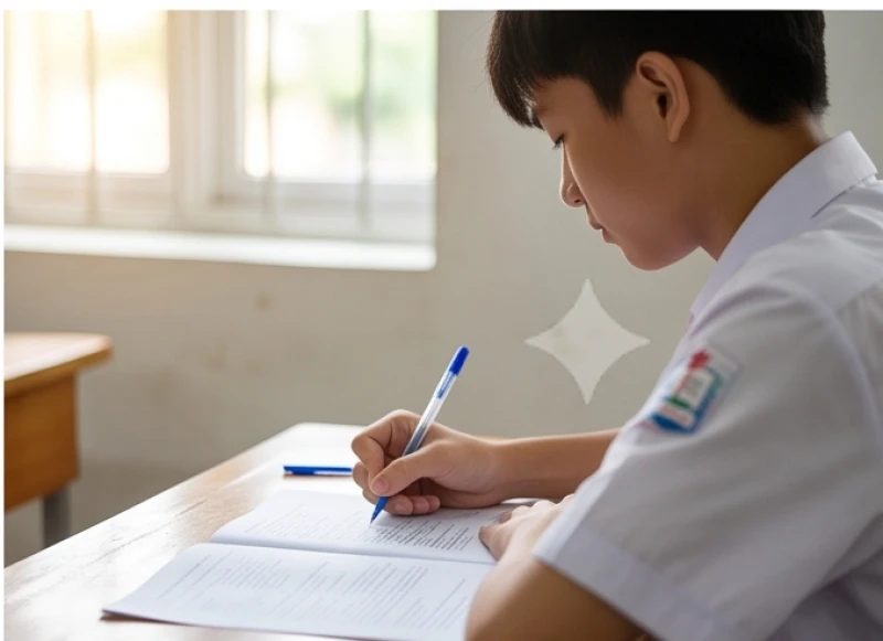 Văn khấn cầu thi cử: Trọn bộ lễ vật và bài khấn đúng nghi thức 11 Học sinh điềm tĩnh cầm cây bút đã xin lộc dâng lễ để làm bài thi