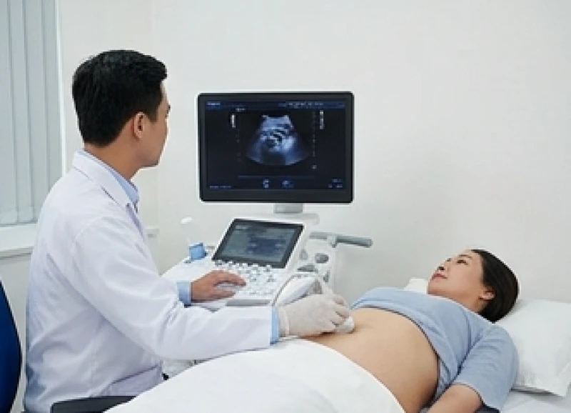 Bác sĩ thực hiện siêu âm ổ bụng để kiểm tra tình trạng gan mật và hệ tiêu hóa