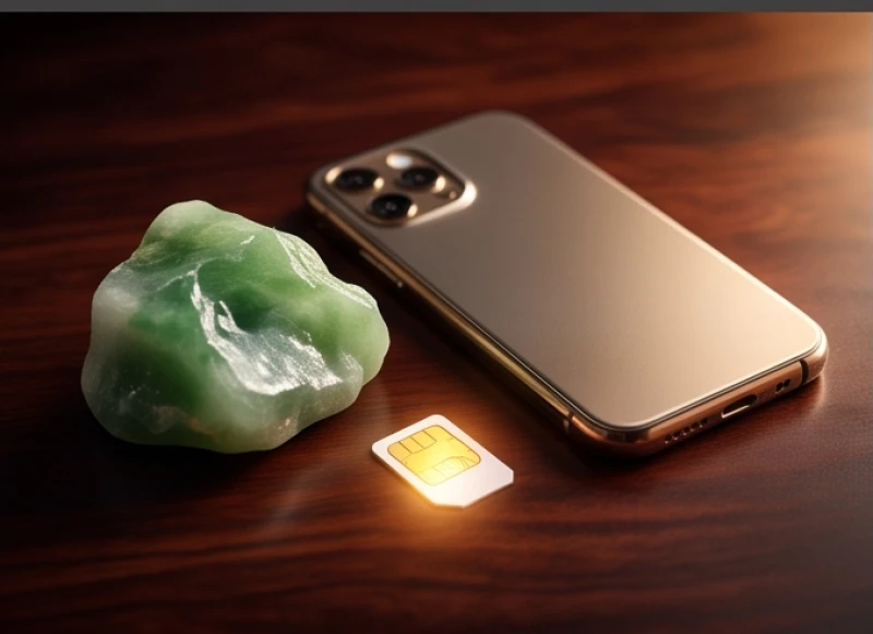 Sim phong thủy tuổi Mão: tự lọc số theo cung phi nam nữ 8 Chiếc điện thoại hiển thị dải số ánh vàng đặt cạnh khối ngọc bích hành Mộc