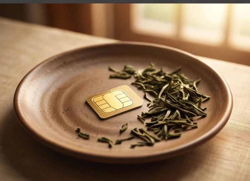 Sim phong thủy tuổi Mão: tự lọc số theo cung phi nam nữ 9 Thẻ sim nằm trên đĩa gốm sứ màu nâu đất tượng trưng cho mệnh Thổ