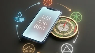Màn hình điện thoại hiển thị số sim phong thủy tuổi tuất cùng la bàn ngũ hành sinh khắc