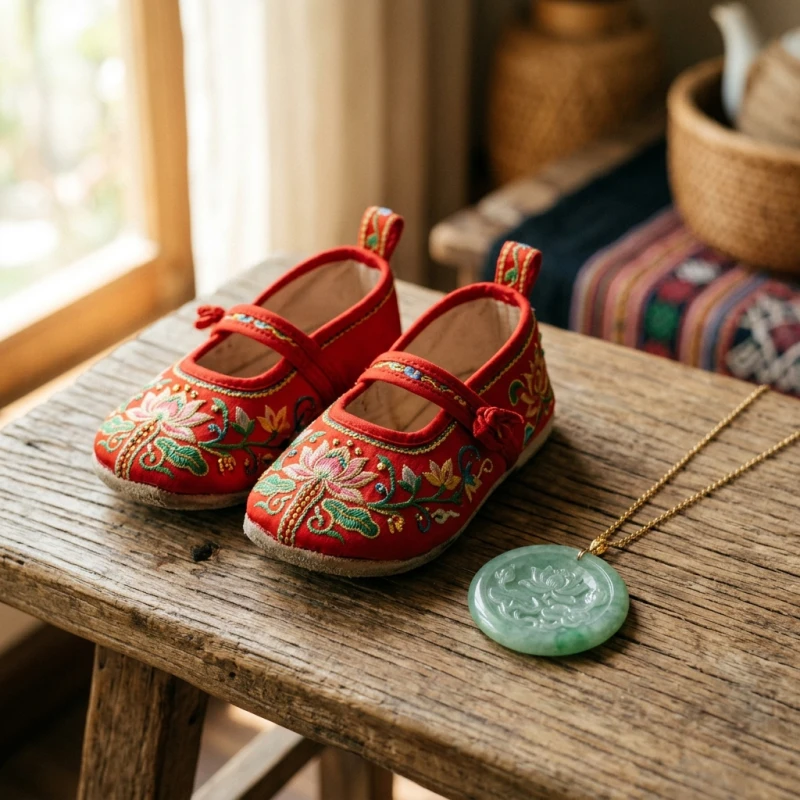 Tuổi Sửu hợp kết hôn với tuổi nào: chọn tháng cát và hóa giải 7 Đôi hài đỏ thêu hoa dành cho trẻ nhỏ đặt cạnh đồ trang sức ngọc ngụ ý mang lại phước lành cho cả gia đình