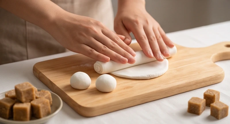 Văn khấn Tết Hàn Thực: Bài cúng chuẩn nghi lễ theo từng ban thờ 7 Đôi bàn tay khéo léo đang nhào nặn những viên bánh trôi nhân đường phên đỏ tinh khiết