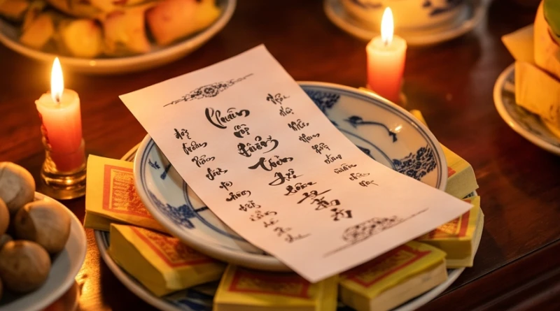 Văn khấn chuộc khoán cho con: Sắm lễ vật và quy trình bài bản 4 Tờ sớ trình chuộc khoán được viết cẩn thận bằng chữ Hán Nôm, ghi rõ ngày tháng năm sinh âm lịch của trẻ