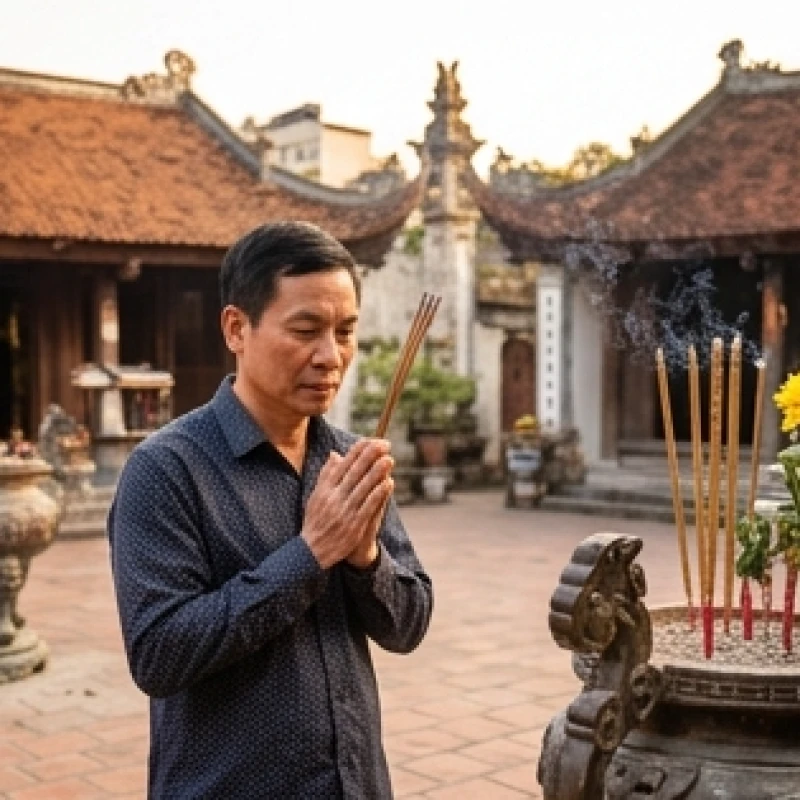 Văn khấn Mẫu Sòng Sơn chuẩn nhất: trình tự dâng lễ bài bản 6 Người hành hương đang dâng hương tại ban Công Đồng ngoài sân trước khi tiến vào chính điện đền Sòng