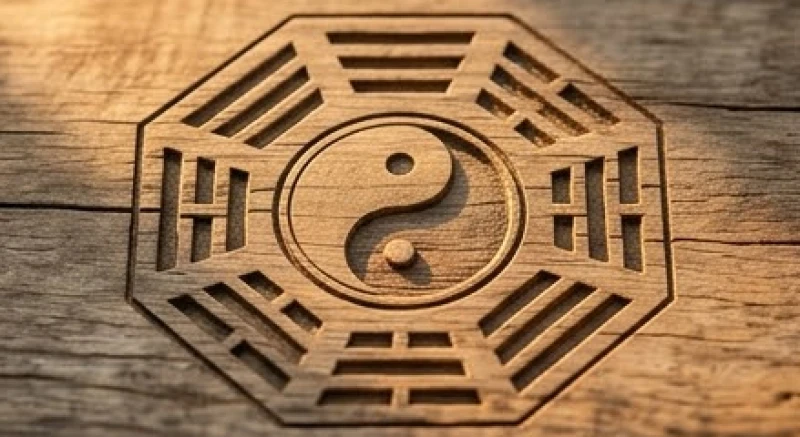 Sơ đồ tiên thiên bát quái cổ với 8 quẻ xếp thành vòng tròn bao quanh Thái cực đồ