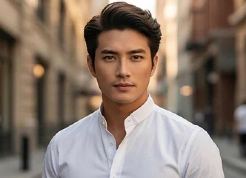 Nam giới diện áo sơ mi có phần chân cổ đứng cứng cáp giúp che giấu nhược điểm cổ dài lêu nghêu