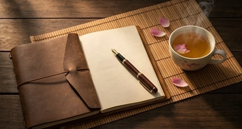 Mơ thấy đi đám ma: Điềm báo theo hành động & con số may mắn 6 Cuốn sổ tay cổ điển mở ra trên mặt bàn gỗ với một cây bút mực dùng để ghi chép các bộ số may mắn