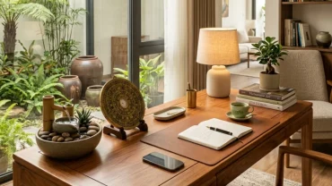 Không gian làm việc chuẩn phong thủy minh họa cho việc so sánh vận mệnh giáp thân