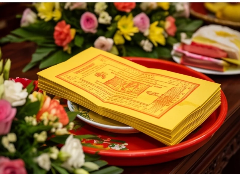 Tờ sớ trạng được viết cẩn thận, đặt ngay ngắn trên mâm lễ trước khi hóa vàng tạ ơn