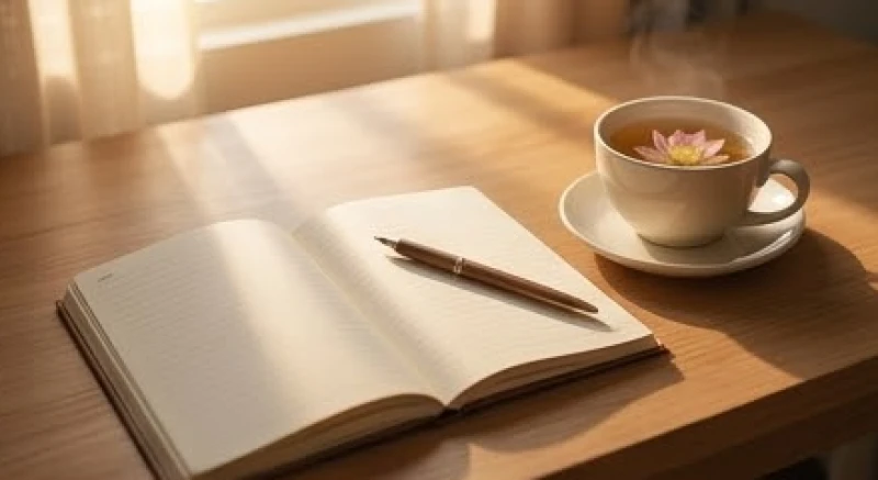 Mơ thấy tắm cho mèo: Giải mã tâm lý, điềm báo và con số tài lộc 2 Sổ tay ghi chép các công việc cần giải quyết và ly trà ấm trên bàn gỗ