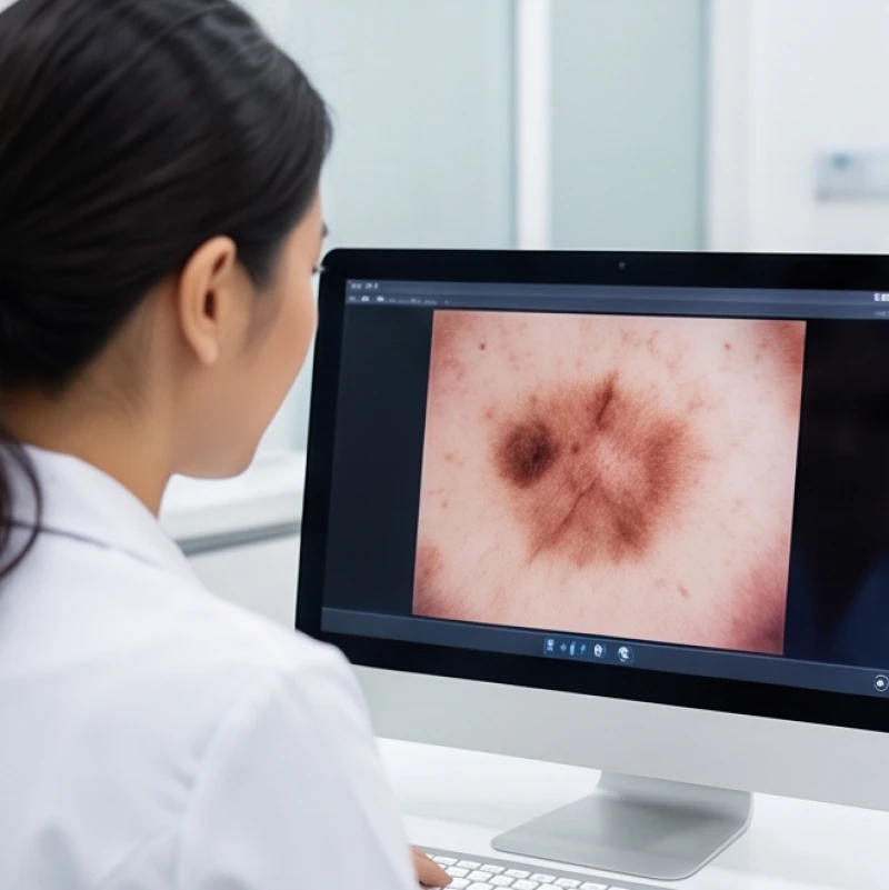 Vị trí nốt ruồi trên mặt không nên xóa & quy tắc tẩy an toàn 6 Bác sĩ thực hiện soi da kỹ thuật số để đánh giá cấu trúc sắc tố bên dưới lớp biểu bì