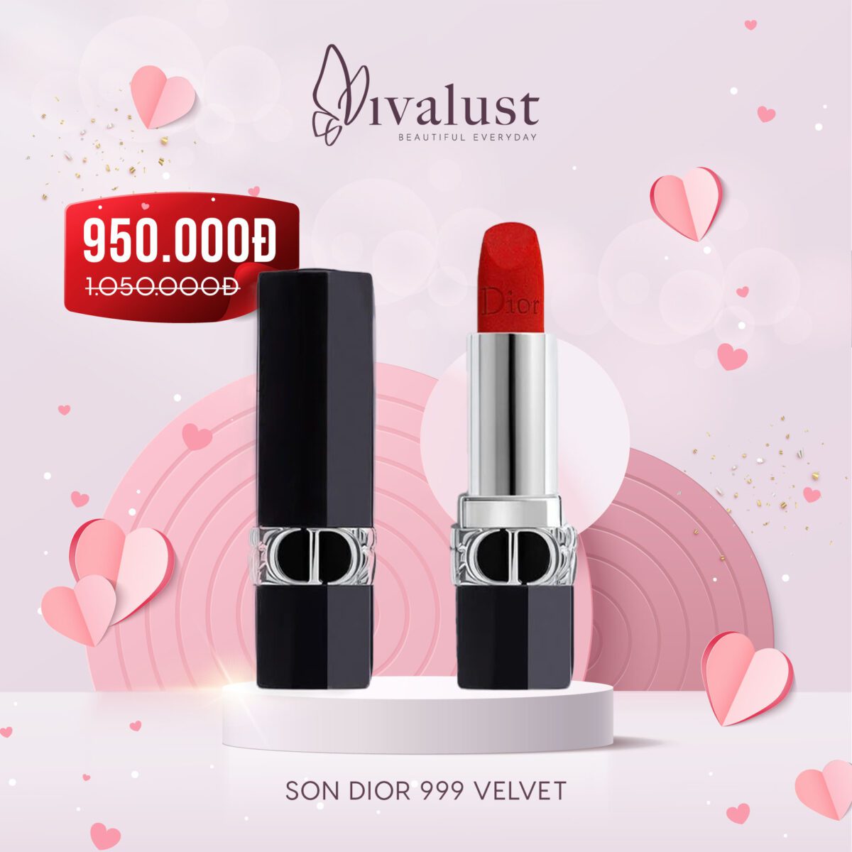 Son DIOR 999 Velvet – Màu Đỏ Thuần Cổ Điển (Dòng Lì) | Vivalust.vn