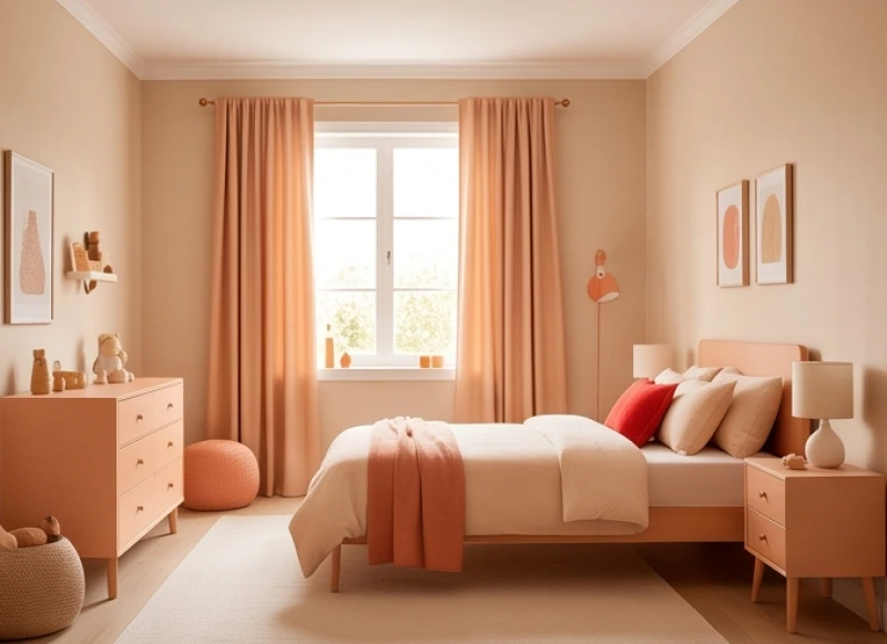 Tỷ lệ phối màu 60-30-10 hoàn hảo cho phòng ngủ của trẻ mệnh Thổ