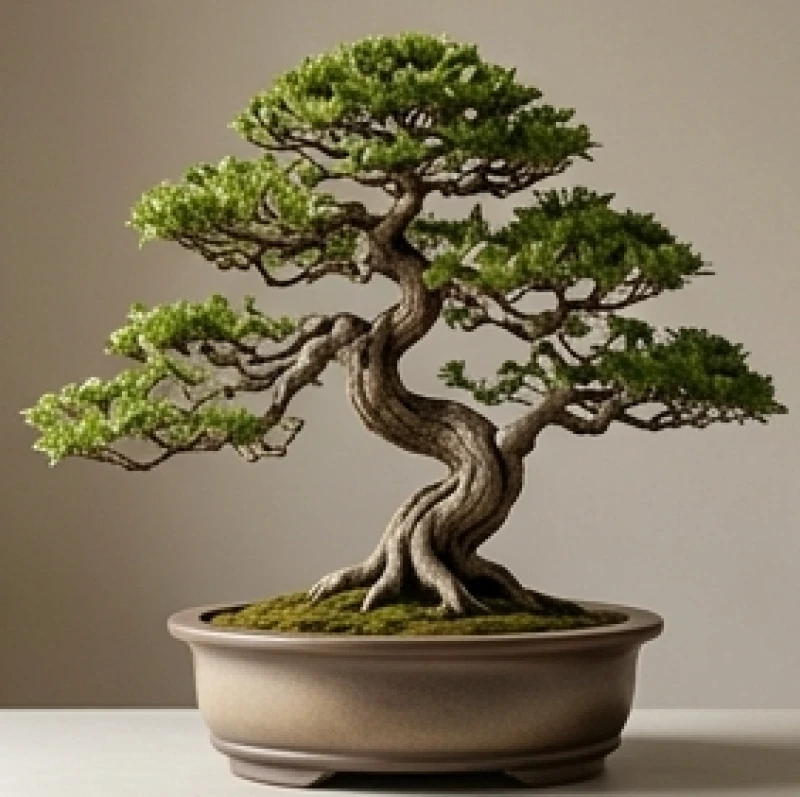 Chậu cây bonsai cổ thụ cắm rễ sâu tượng trưng cho sự nghiệp vững vàng ở giai đoạn hậu vận