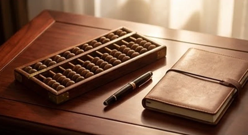 Tử vi trọn đời tuổi Đinh Tỵ 1977 nữ mạng: Mốc vận hạn & phong thủy 4 Chiếc bàn tính gỗ cổ và cuốn sổ tay da trên bàn làm việc tượng trưng cho sự nghiệp