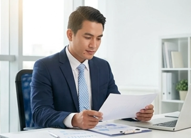 Nam giới tuổi trung niên làm việc tại văn phòng với sự nghiệp ổn định