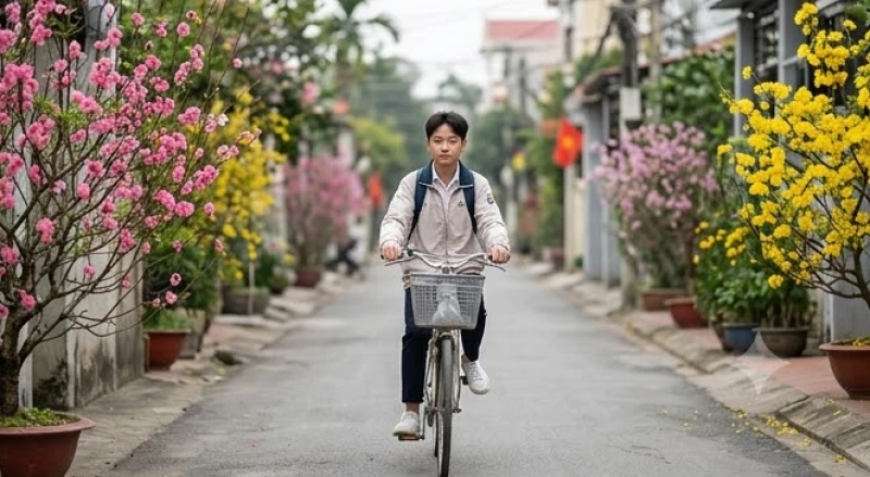 Tử vi tuổi Tân Mão 2011 năm 2027: Vận trình học tập & cách cúng 15 Học sinh mặc áo khoác nhẹ vui vẻ đạp xe đến trường trong tiết trời xuân