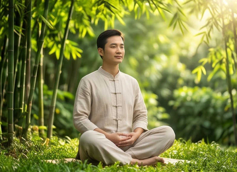 Tử vi tuổi Canh Ngọ 1990 năm 2027: đối chiếu nam nữ & văn khấn 5 Một người đang tập yoga hoặc thiền định trong không gian thiên nhiên tĩnh lặng