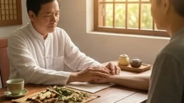Chuyên gia đông y bắt mạch và tư vấn giải pháp duy trì sức khỏe tuổi Dần bám sát quy luật ngũ hành