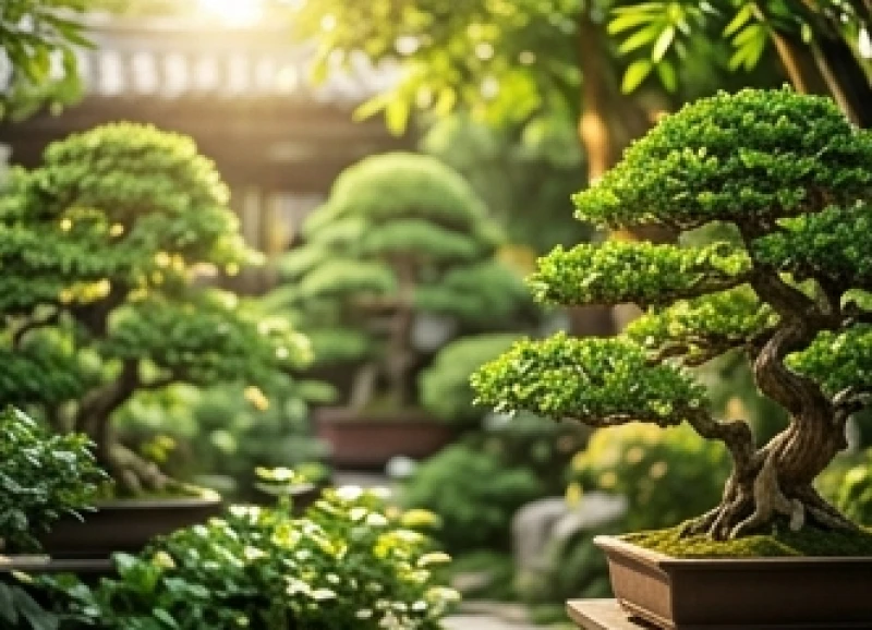 Khung cảnh khu vườn xanh mát tràn ngập ánh nắng sớm lành mạnh thích hợp để đi bộ dưỡng sinh