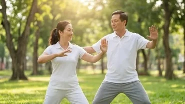 Người lớn tuổi tập dưỡng sinh trong công viên rợp bóng mát để bảo vệ sức khỏe tuổi tuất năm 2027