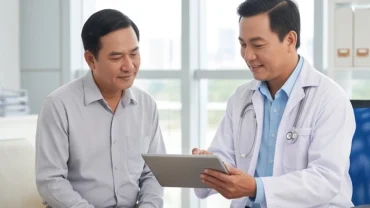 Bác sĩ tư vấn lộ trình chăm sóc sức khỏe tuổi tỵ năm 2026 tại một phòng khám hiện đại