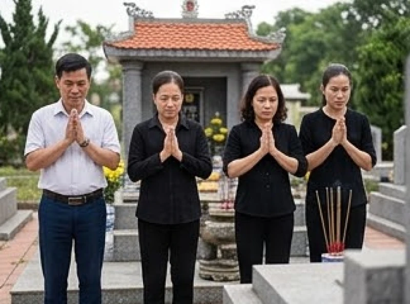 Văn khấn khi thăm mộ: Bài cúng chuẩn tâm linh và trình tự hành lễ 8 Gia quyến trang nghiêm làm lễ tạ mộ và mời vong linh người thân về nhà thọ giỗ cùng con cháu