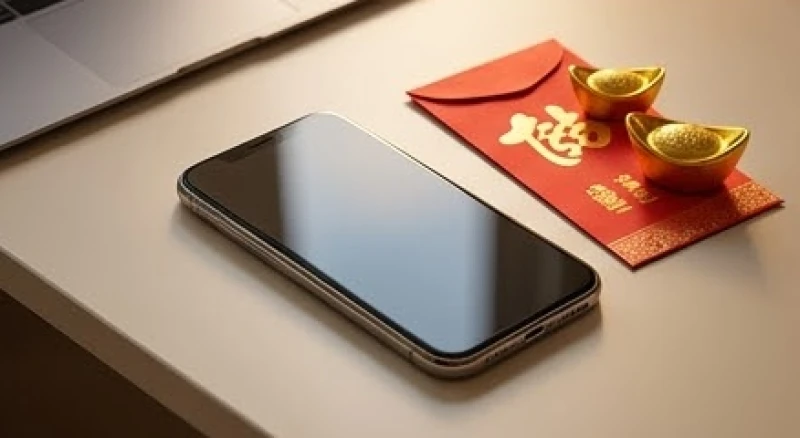 Màn hình giao dịch ngân hàng hiển thị tài khoản đuôi thần tài lộc phát cùng phong bao lì xì đỏ may mắn