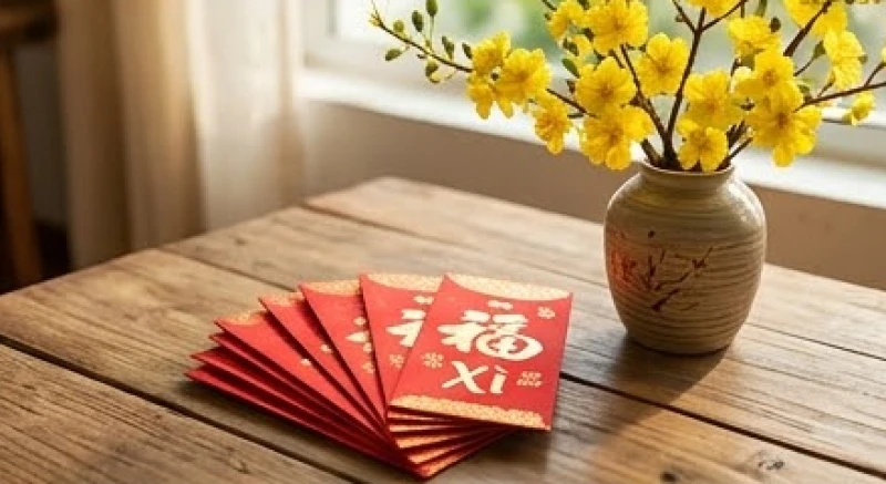 Mơ thấy bố chồng: Giải mã điềm báo sinh tử và bảng số may mắn 5 Phong bì đỏ và cành mai vàng tượng trưng cho tài lộc dồi dào và sự may mắn gõ cửa gia đình
