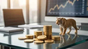 Tượng hổ phong thủy và đồng xu vàng thể hiện chiến lược tài lộc tuổi dần năm 2026