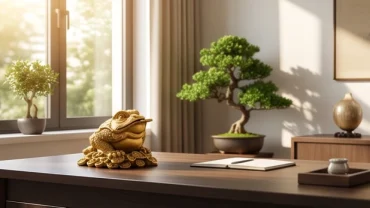 Không gian làm việc phong thủy thu hút tài lộc tuổi Mão với thiềm thừ và nạp âm ngũ hành