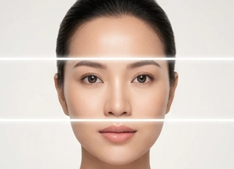 Cấu trúc tam đình trên khuôn mặt được chia thành ba phần cân xứng từ viền chân tóc xuống đến đáy cằm