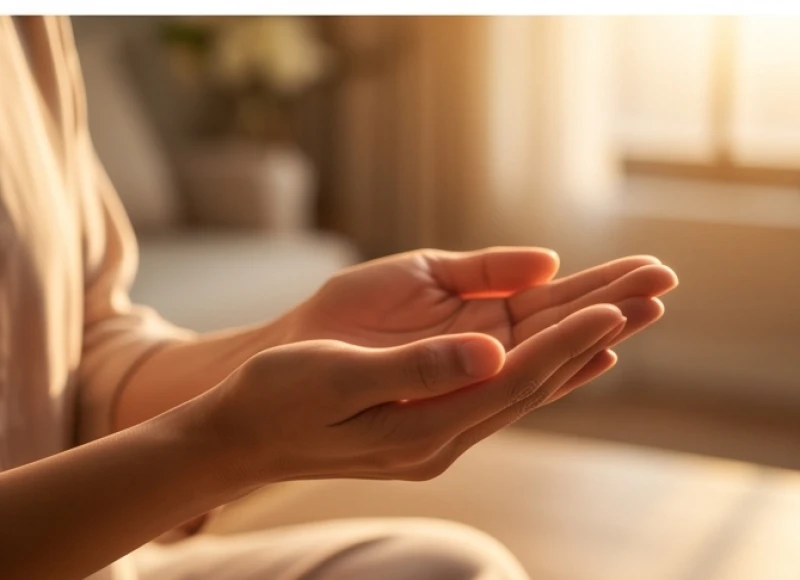Đôi bàn tay chắp lại hoặc mở ra một cách trân trọng, tượng trưng cho tâm tính lương thiện và phước báu sâu dày