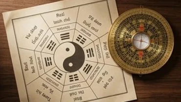 Lá số Bát tự cổ hiển thị cục diện tam hình là gì bên cạnh la bàn phong thủy