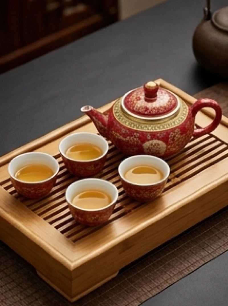 Tam hợp tuổi Sửu: đặc tính Kim cục và ngũ hành 1961-2009 10 Khay trà song hỷ truyền thống với ba tách trà đại diện cho sự hòa hợp và hạnh phúc gia đình