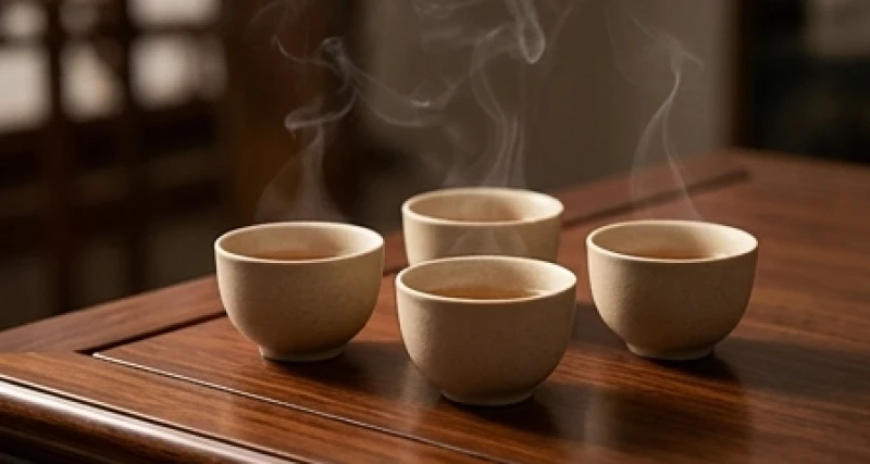 Tuổi Dậu mệnh gì? Bảng tra ngũ hành và vật phẩm phong thủy 8 Ba tách trà đạo bằng gốm sứ xếp thành hình tam giác cân đối trên bàn gỗ trầm