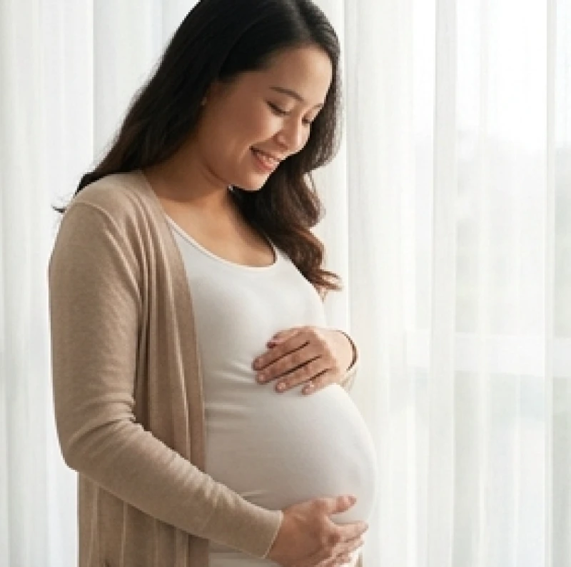Mơ thấy rắn có bầu: Điềm báo theo tam cá nguyệt & sổ mơ 2 Phụ nữ mang thai mỉm cười nhẹ nhàng khi đón nhận những thay đổi sinh lý tự nhiên của cơ thể