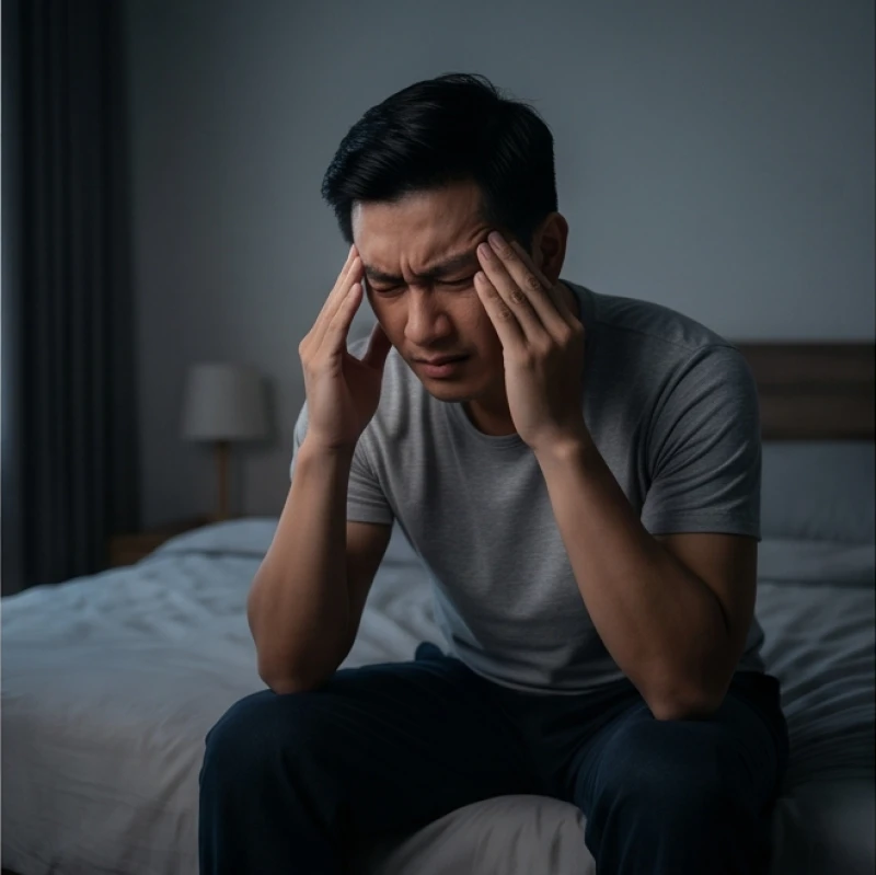 Mơ thấy răng lung lay: Điềm báo theo vị trí và bộ số may mắn 1 Người đàn ông tỏ ra mệt mỏi và âu lo khi vừa thức dậy sau một giấc mơ xấu