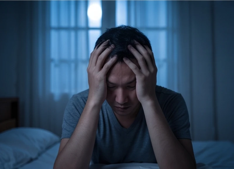 Mơ thấy bơi qua sông: Điềm báo tâm lý và bộ số may mắn 8 Biểu cảm mệt mỏi căng thẳng của một người đang nhắm mắt ôm đầu sau khi trải qua giấc mộng dài đầy ám ảnh