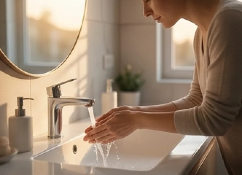 Mơ thấy nhà vệ sinh: Giải mã điềm báo hung cát và số may mắn 2 Người phụ nữ thư thái rửa tay dưới vòi nước trong vắt, đại diện cho sự gột rửa và thanh tẩy tâm linh sau áp lực
