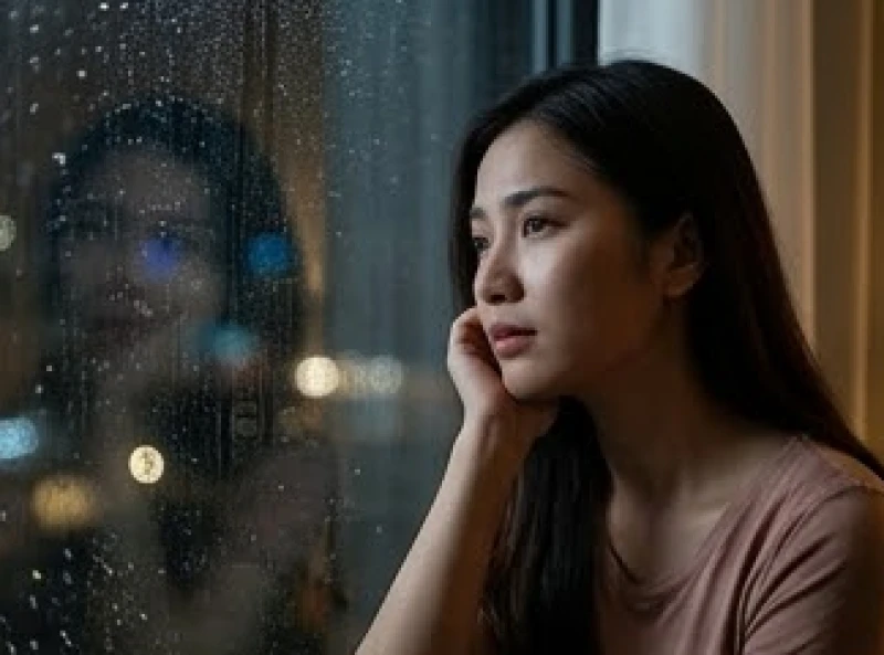 Người phụ nữ trầm ngâm bên cửa sổ khi suy nghĩ về ý nghĩa của việc lừa dối trong tâm trí