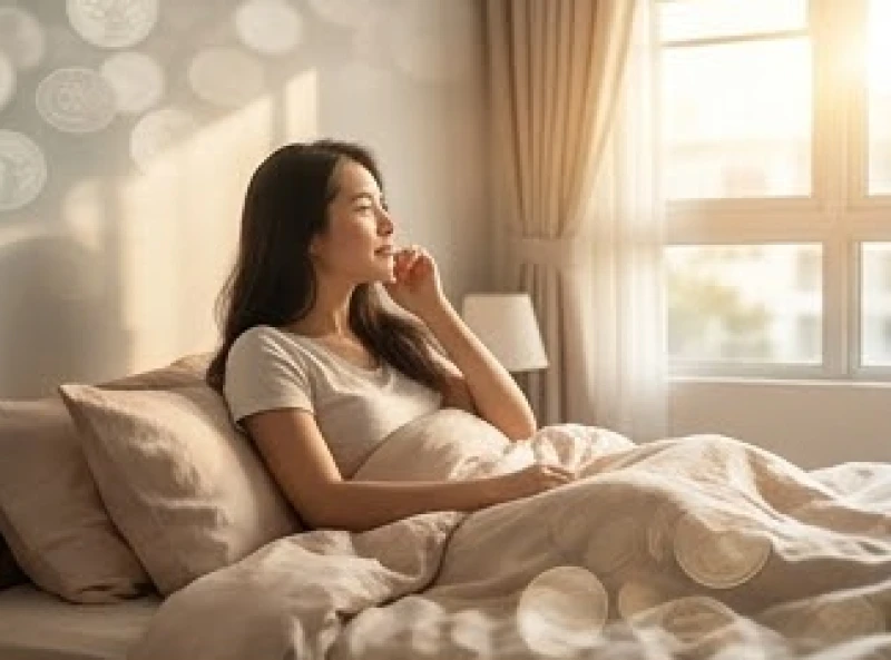 Người phụ nữ trằn trọc suy nghĩ về các quyết định tài chính sau khi tỉnh giấc từ cơn mơ thấy tiền