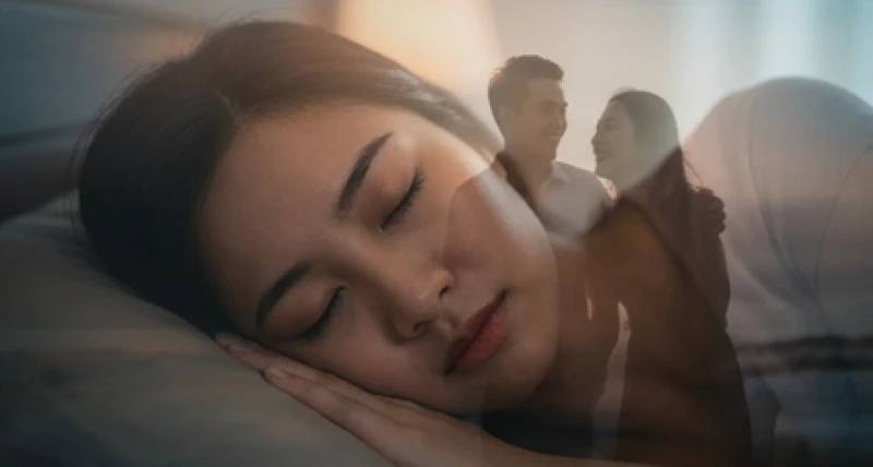 Nữ giới nhắm mắt ngủ sâu thể hiện cơ chế xử lý cảm xúc vô thức khi nằm mơ thấy quan hệ với người yêu cũ