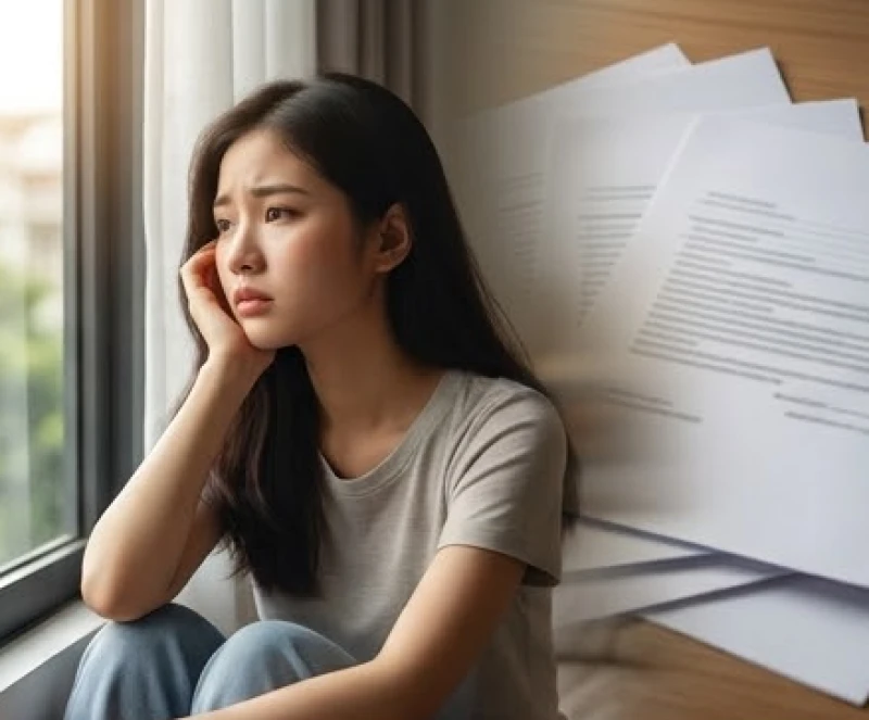 Mơ thấy bán nhà là điềm gì: Góc nhìn tâm lý và cách ứng phó 1 Người phụ nữ Việt Nam ngồi suy tư bên cửa sổ với vẻ mặt lo âu khi nghĩ về giấc mơ thấy bán nhà