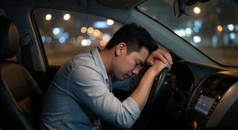 Mơ thấy tai nạn: Giải mã điềm báo, con số và cách hóa giải 1 Người đàn ông gục đầu vào vô lăng ô tô thể hiện sự bất lực và mệt mỏi do tâm lý khi mơ thấy tai nạn