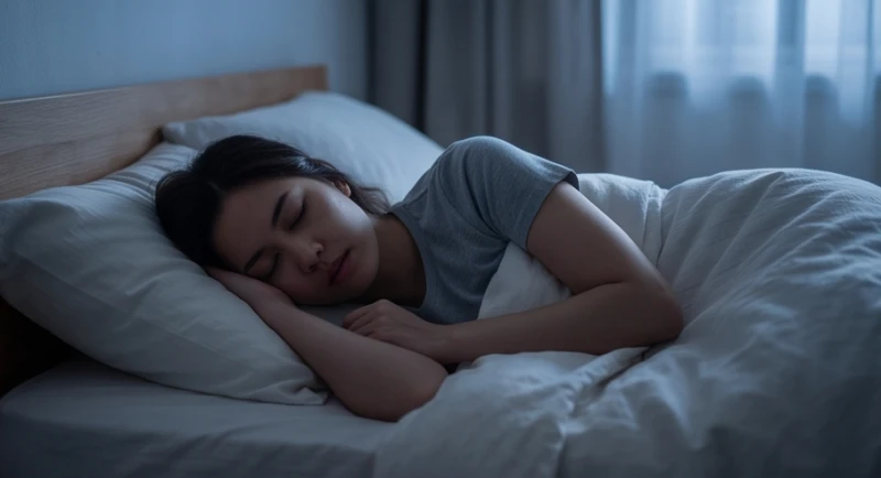 Nằm mơ thấy con cóc: Ý nghĩa tâm linh và cách hóa giải xui xẻo 2 Người phụ nữ trằn trọc mất ngủ trên giường vào ban đêm phản ánh sự căng thẳng tâm lý khi nằm mơ thấy cóc